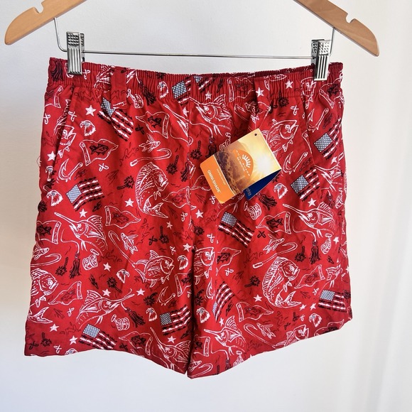 Columbia Other - Columbia PFG Swim Trunks Mens Sz Small 6" USA American Flag Relaxed Lined NWT